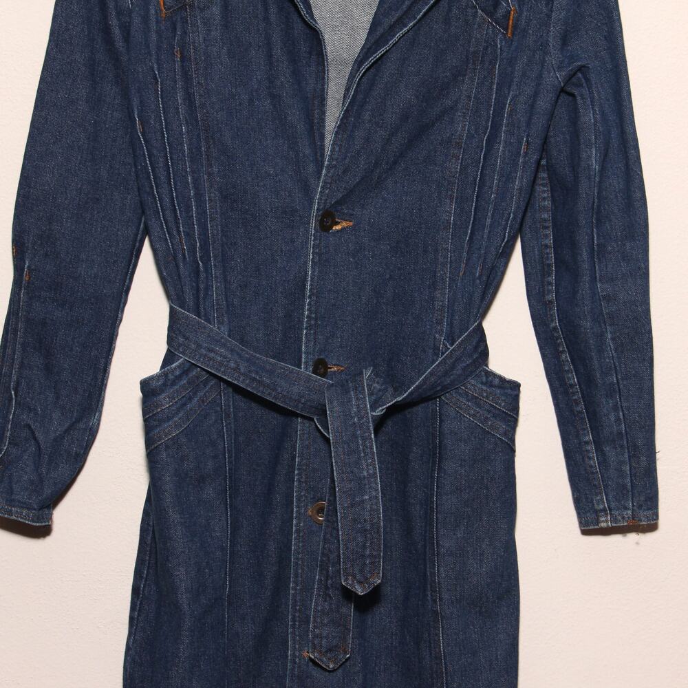 Vintage 70s A. Smile Denim Duster Jacket Coat - Picture 4 of 14